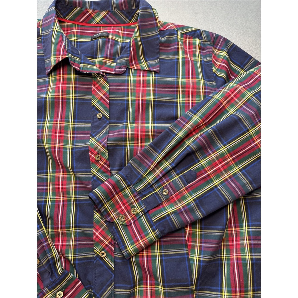Talbots Navy and Red Plaid Button Down Shirt